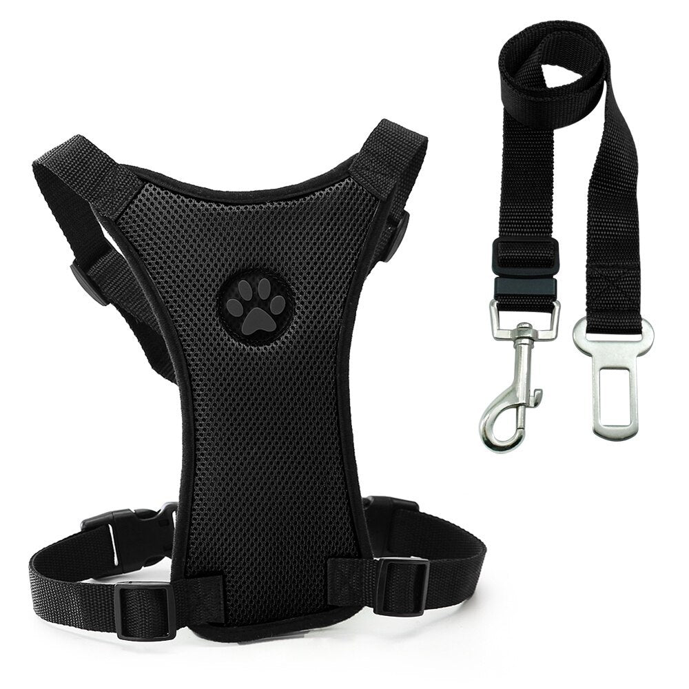 Breathable Mesh Dog Chest Harness & Car Safety Strap - Best Dog Bargains