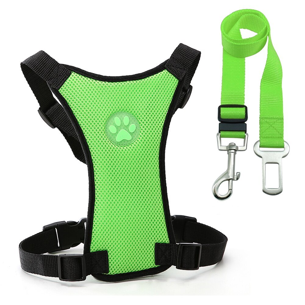 Breathable Mesh Dog Chest Harness & Car Safety Strap - Best Dog Bargains