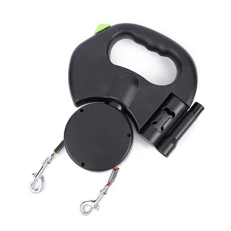 Reflective Retractable Dual Dog Leash with 360° Swivel & LED Light - Best Dog Bargains