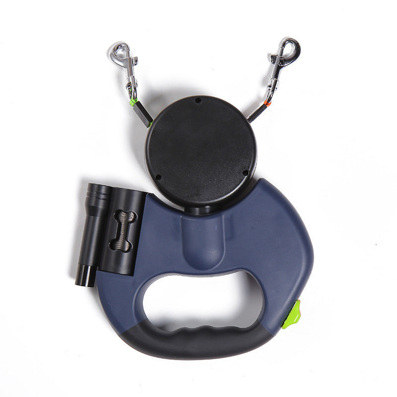 Reflective Retractable Dual Dog Leash with 360° Swivel & LED Light - Best Dog Bargains