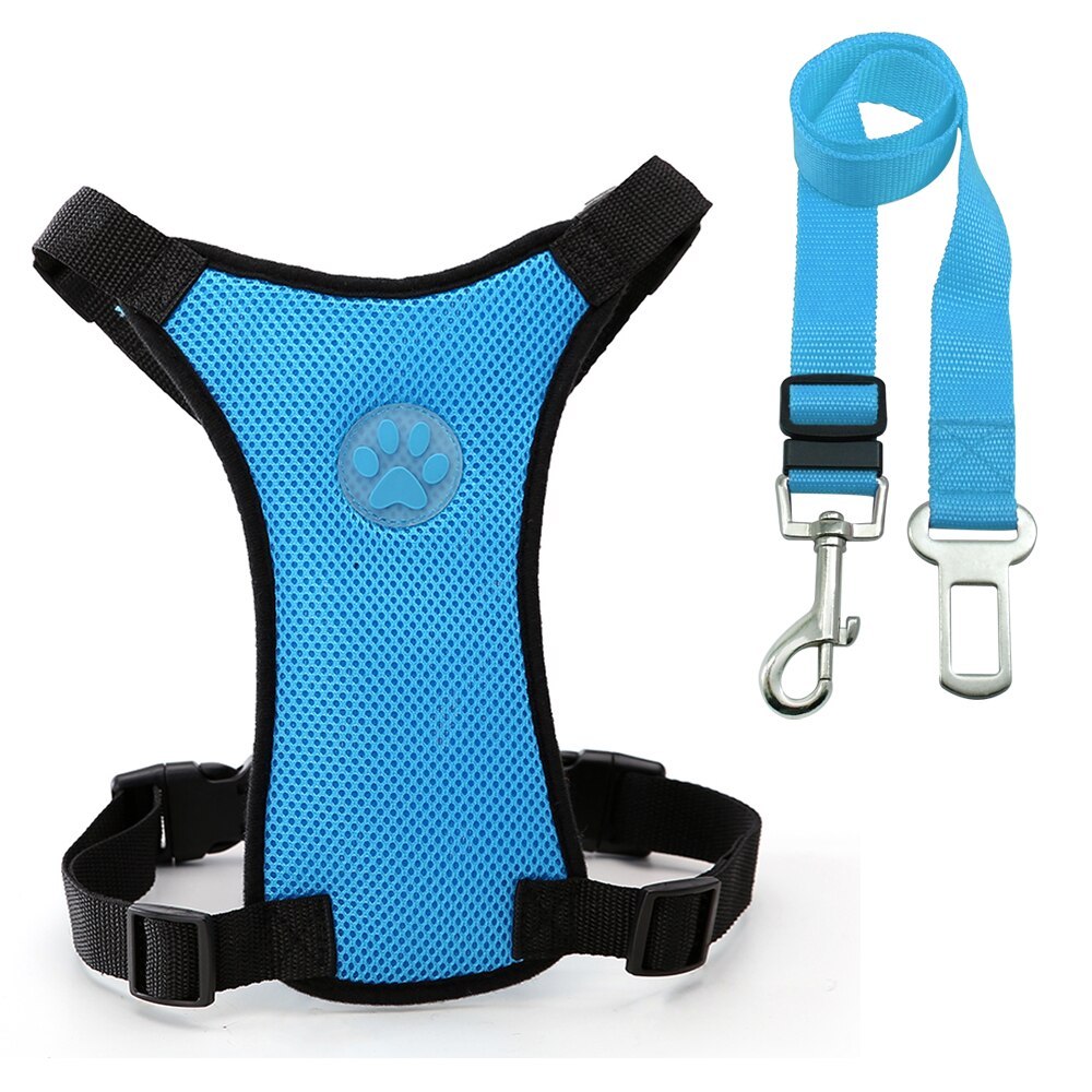 Breathable Mesh Dog Chest Harness & Car Safety Strap - Best Dog Bargains