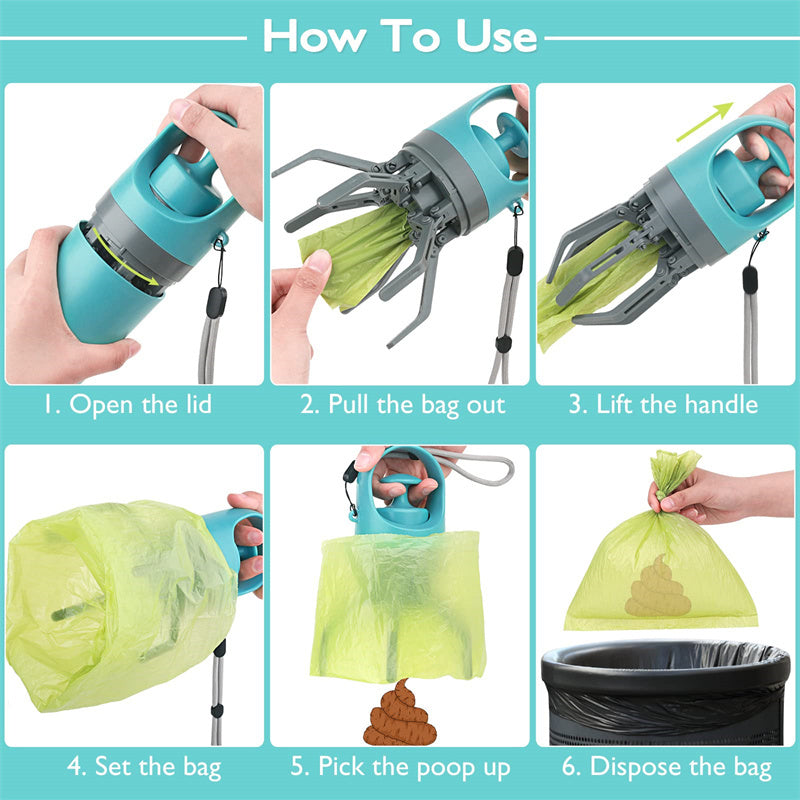 Portable Lightweight Dog Pooper Scooper With Built-in Poop Bag Dispenser - Best Dog Bargains